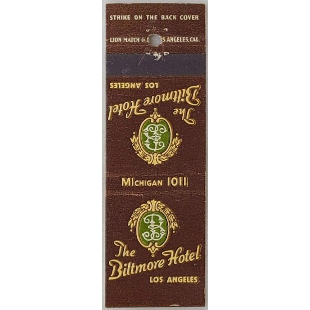 Matchbook Cover The Biltmore Hotel Los Angeles CA California